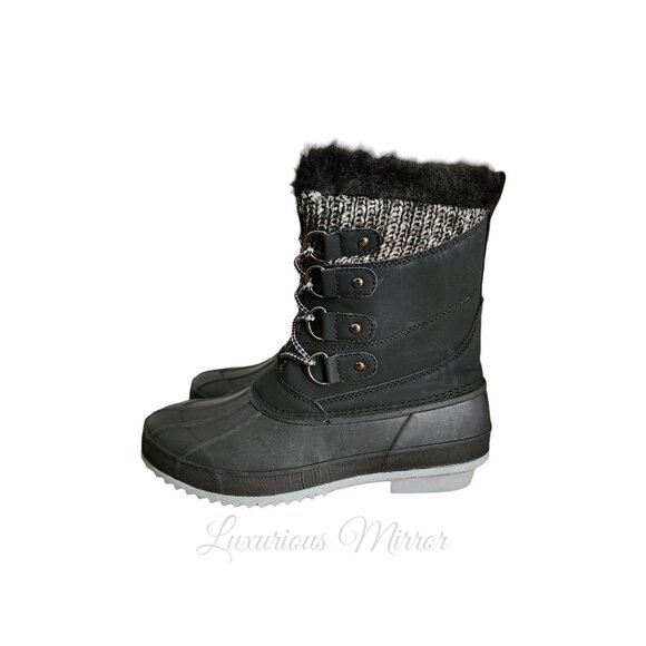 Khombu Kerigan Thermolite Cold Rated Waterproof Faux Fur Trim Lace Up Boots Sz 6 - Picture 2 of 12